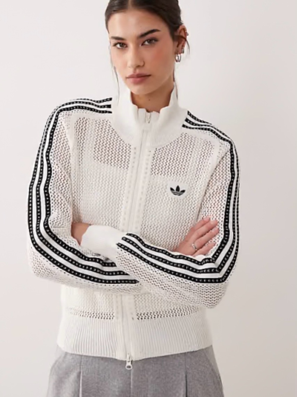 KNITTED CROCHET FIREBIRD TRACK TOP Wonder White Cream - Picture 16 of 16